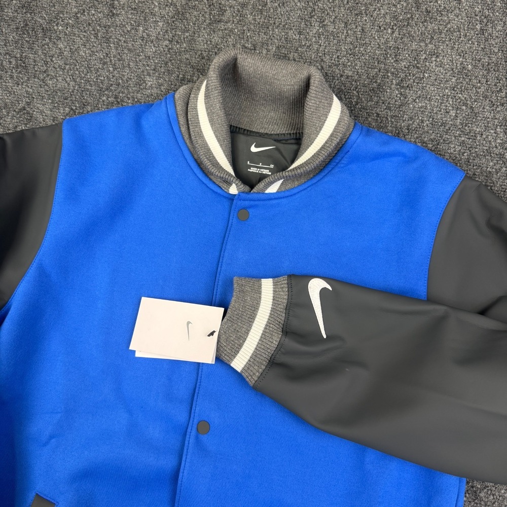 Nike‎ Team Player Letterman Jacket Mens Small (S) Blue Gray DJ5971-493 NWT